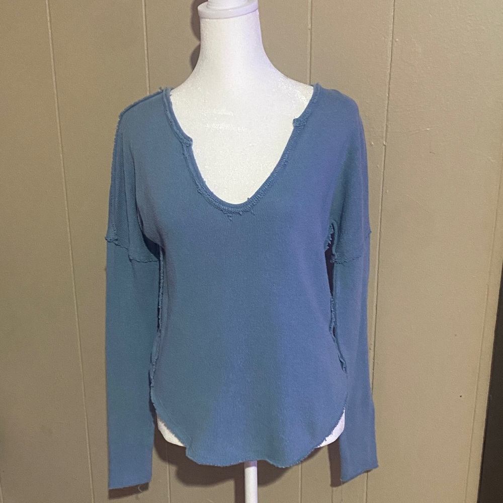 We The Free Blue V-Neck Women's Top